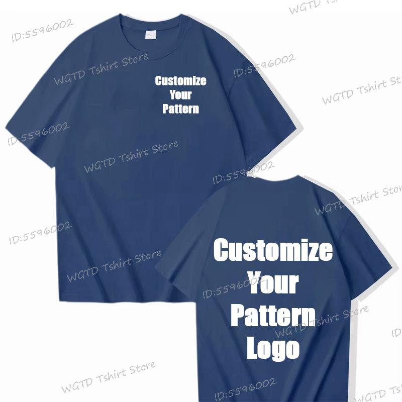 Tops Custom Diy Logo Cotton T-shirt Unisex Fashion Casual Tops Customize Pattern Logo Summer Tops Men Women Street Wear Clothes
