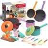 Colorful Kids' Pretend Play Kitchen Set - Cookware & Cut Toys