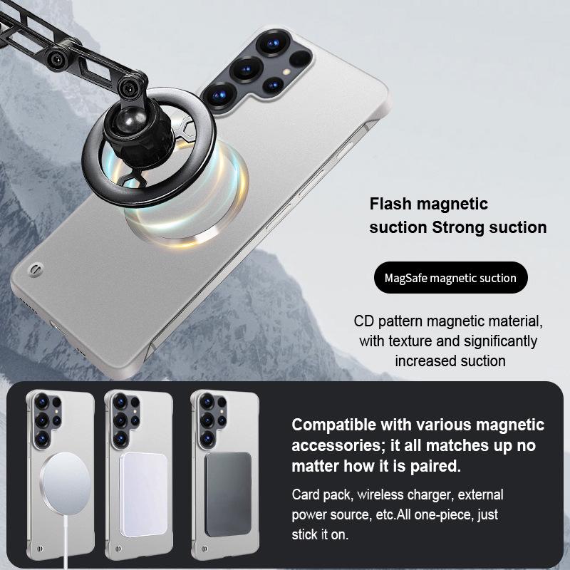 Samsung S26 Ultra Metal Magnetic Phone Case with Paint Finish, Borderless Design for S26 Plus