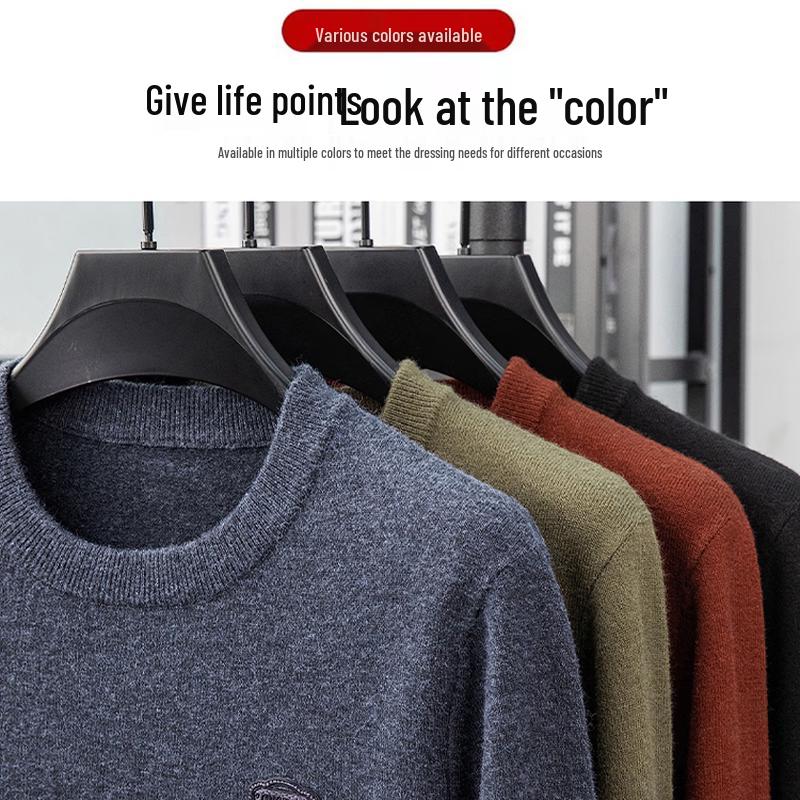 Hodo Men's Fleece-Lined Wool-Blend Knit Sweater