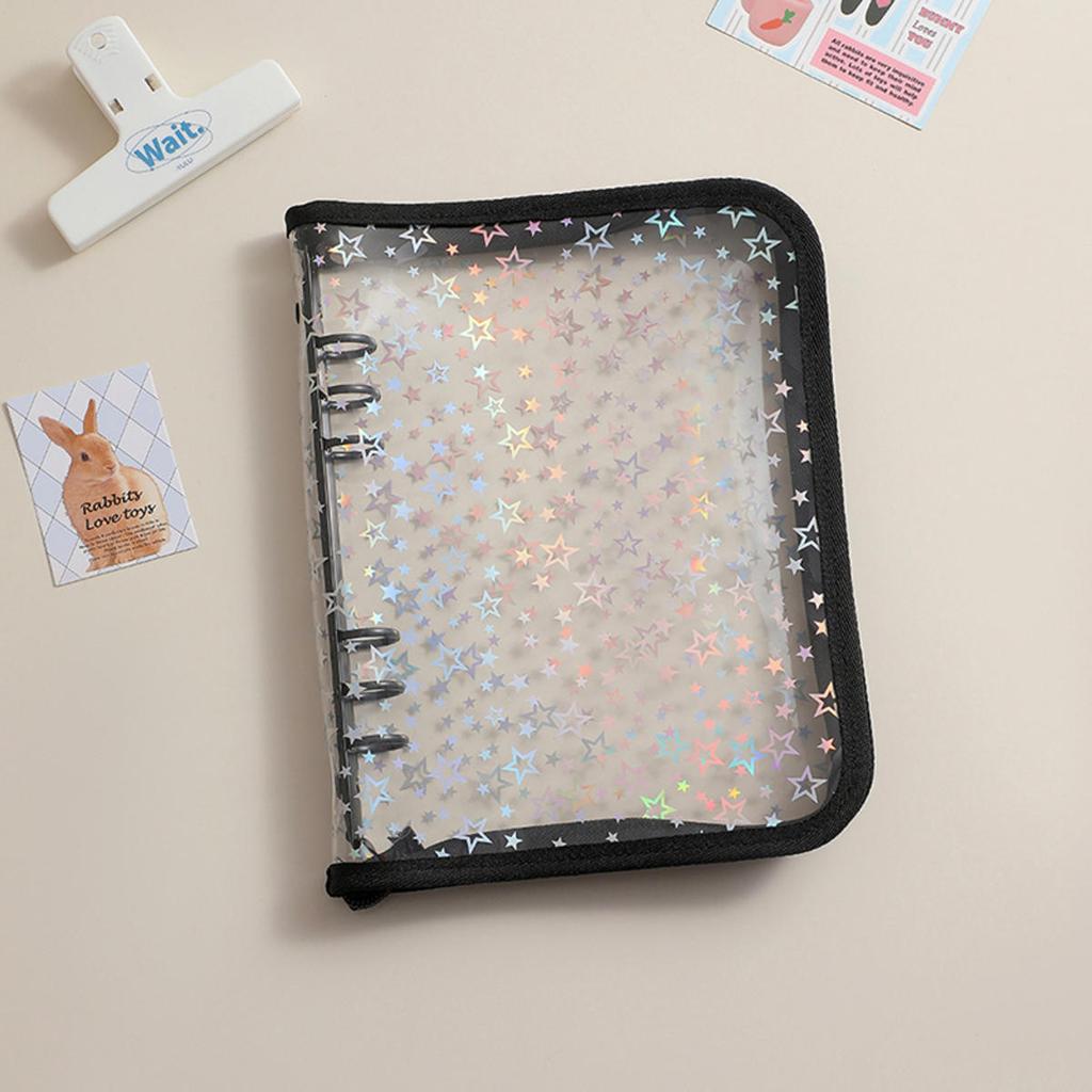 A5 Laser Star Zipper Binder Collect Book Refill Organizer DIY Journal Diary Transparent Kpop Idol Photo Album Kawaii Stationery