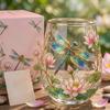 Hummingbird Morning Glass Cup, 18oz Floral Garden Tea Glass for Coffee Juice Wine, Hand Painted Art Decor Gift for Mom