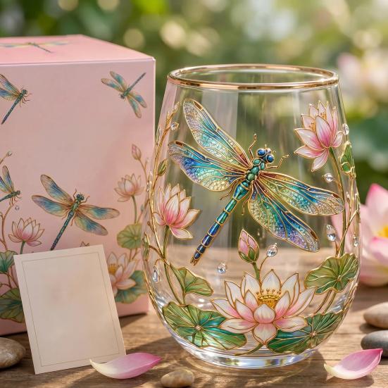 Hummingbird Morning Glass Cup, 18oz Floral Garden Tea Glass for Coffee Juice Wine, Hand Painted Art Decor Gift for Mom