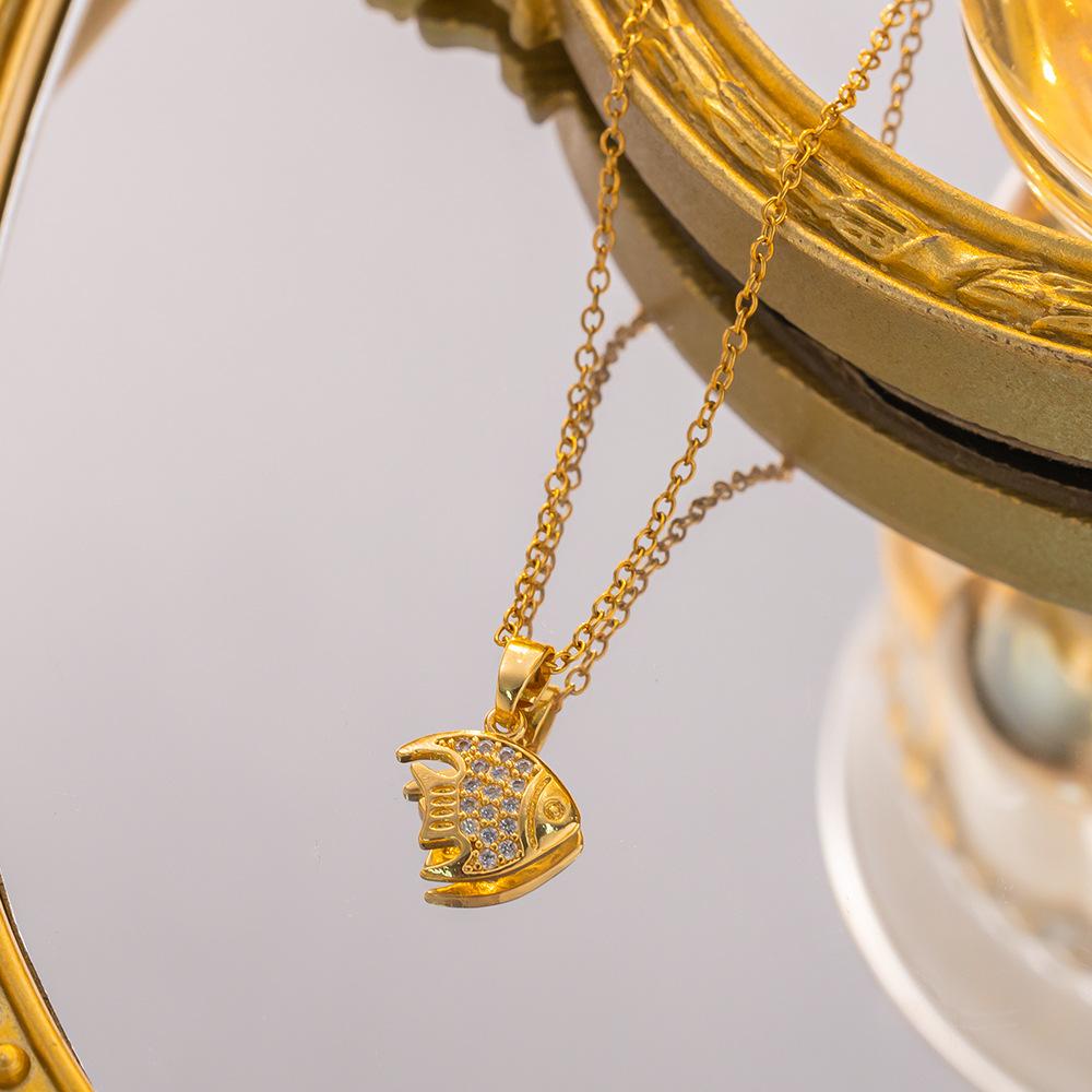 Damen Mädchen Mode Meerestiere Halskette Edelstahl Kette Glänzend Zirkon Seestern Muschel Oktopus Schmuck Zubehör Geschenke