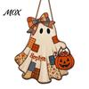 Funny Ghost Gift for Friends Halloween Wooden Patchwork Pendant, Vintage Autumn Harvest Hanging Sign, Cute Retro Ornament Walls Pendant with Rope Home