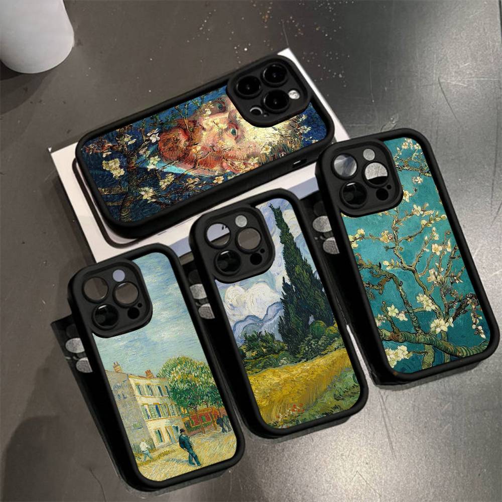 Retro Van Gogh Oil Paint For iPhone 17 16 15 14 13 12 11 Pro Max Plus Black Full Coverage Soft Funda Silicone Cover