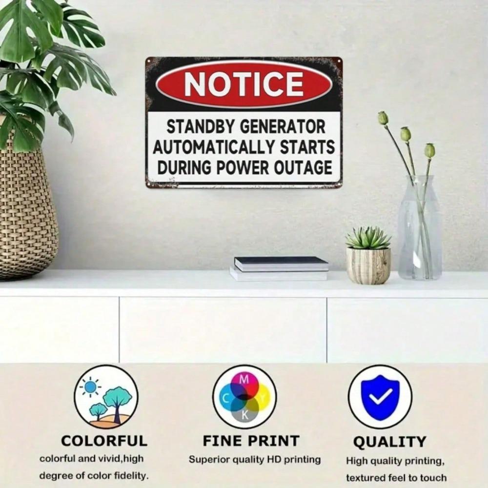1pc Auto Start Generator Metal Sign 8x12in Iron Wall Art 2D Printed Garage Home Bar Decor