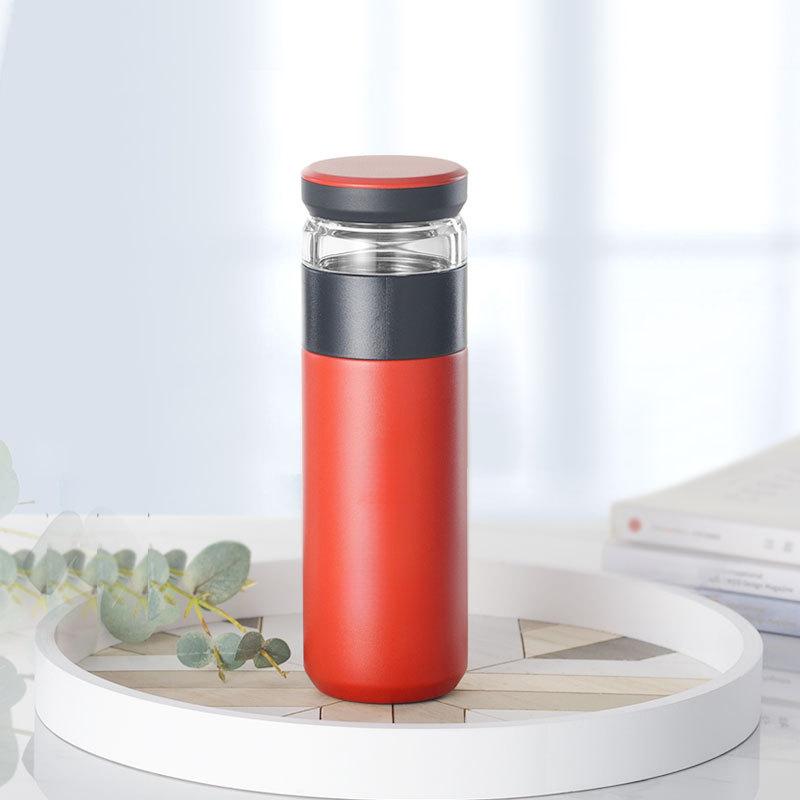 316 Stainless Steel Vacuum Cup Large Capacity Tea Water Separation Brewing Cup for Cold Drinks 520ml красный