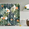 Watercolor Tropical Leaves Shower Curtain Waterproof Mildew Resistant Polyester Fabric With 12 Hooks Easy Installation For Bathr