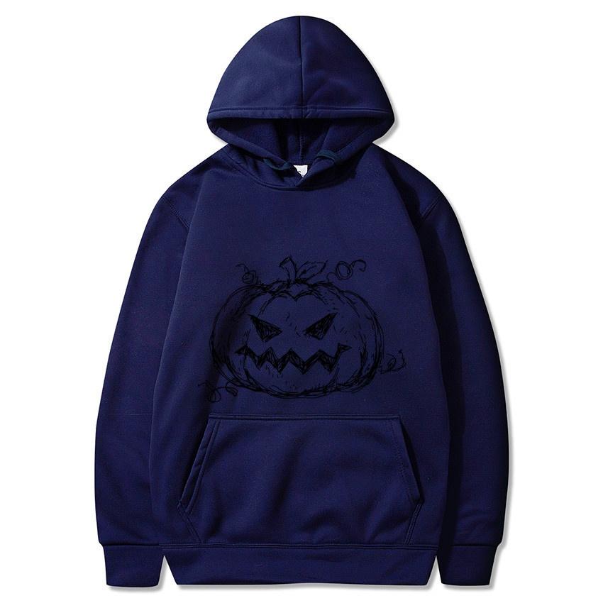 Halloween Autumn Winter Big Pumpkin Printed Hoodie Men's Fashion Warm Sweatshirt Casual Street Wear Warm Hoodie Gift