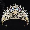 DIEZI New Elegant Luxury Bridal Flower Crystal Beads Tiara For Women Girls Wedding Party Queen Crown Hair Dress Accessories