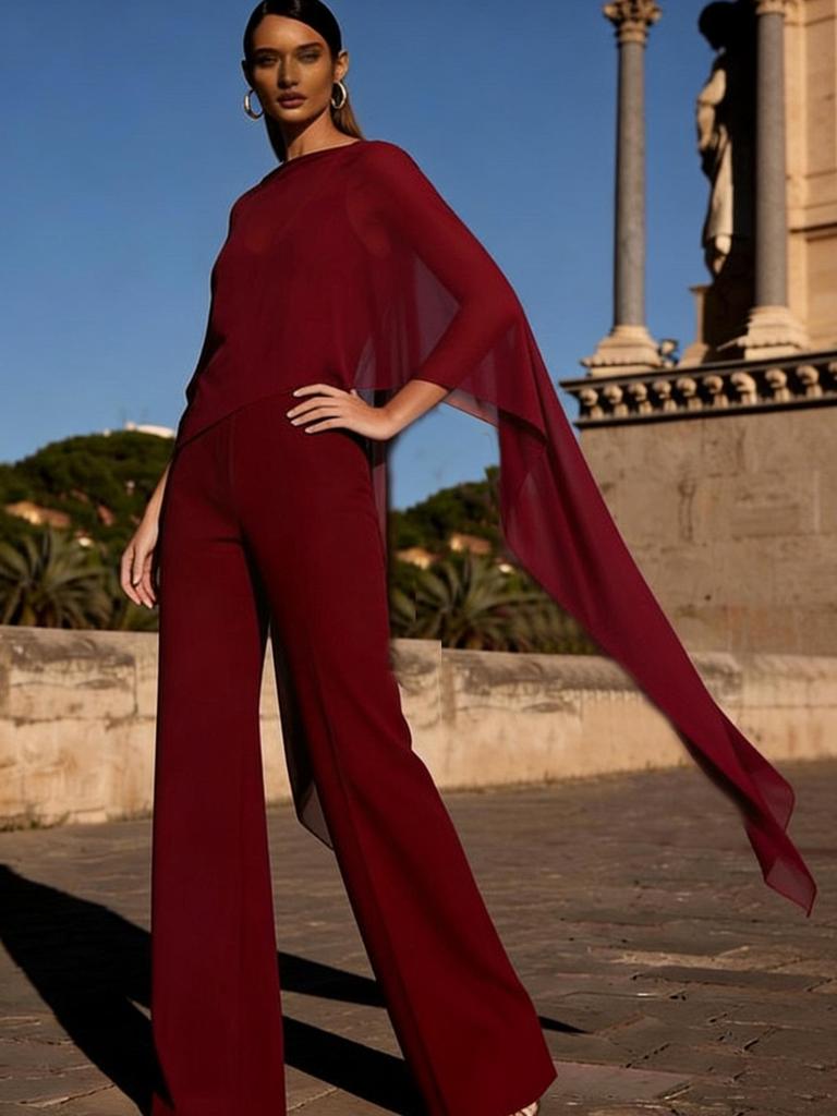 New Women's Irregular Top & Slim-Fit Jumpsuit Two-Piece Set - Elegant Party Fashion