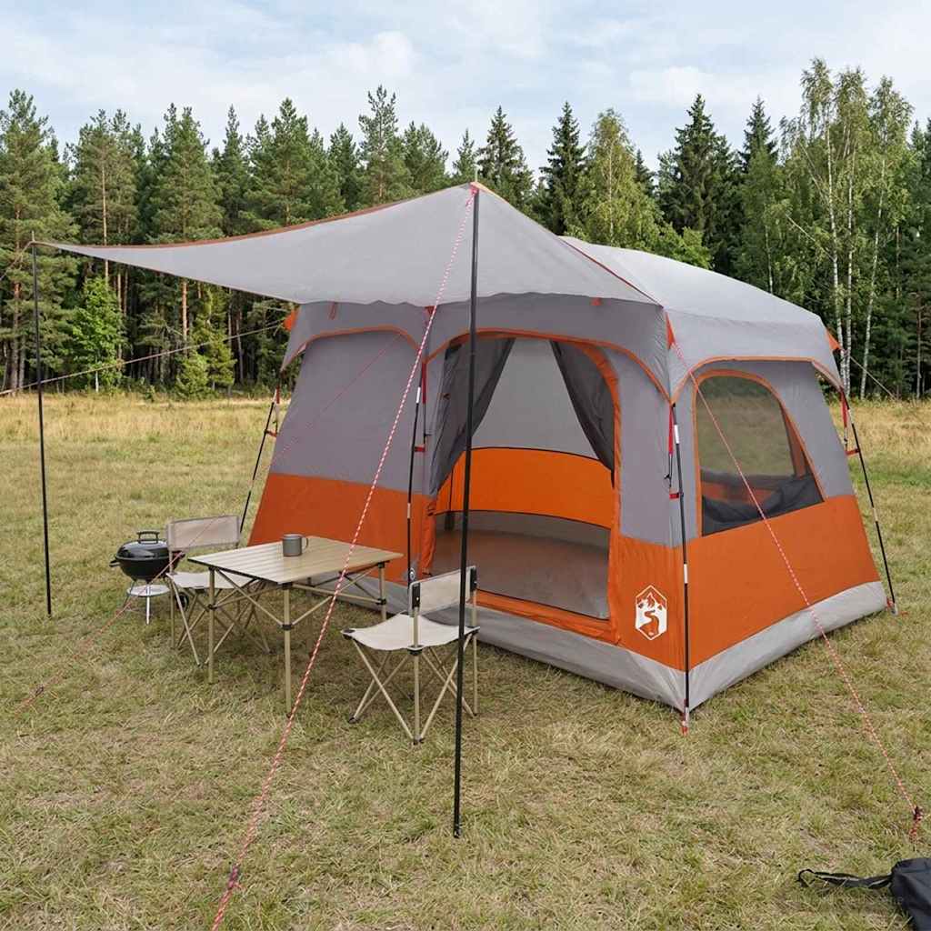Familienzelt Grau und Orange 380 x 260 x 190 cm Polyester