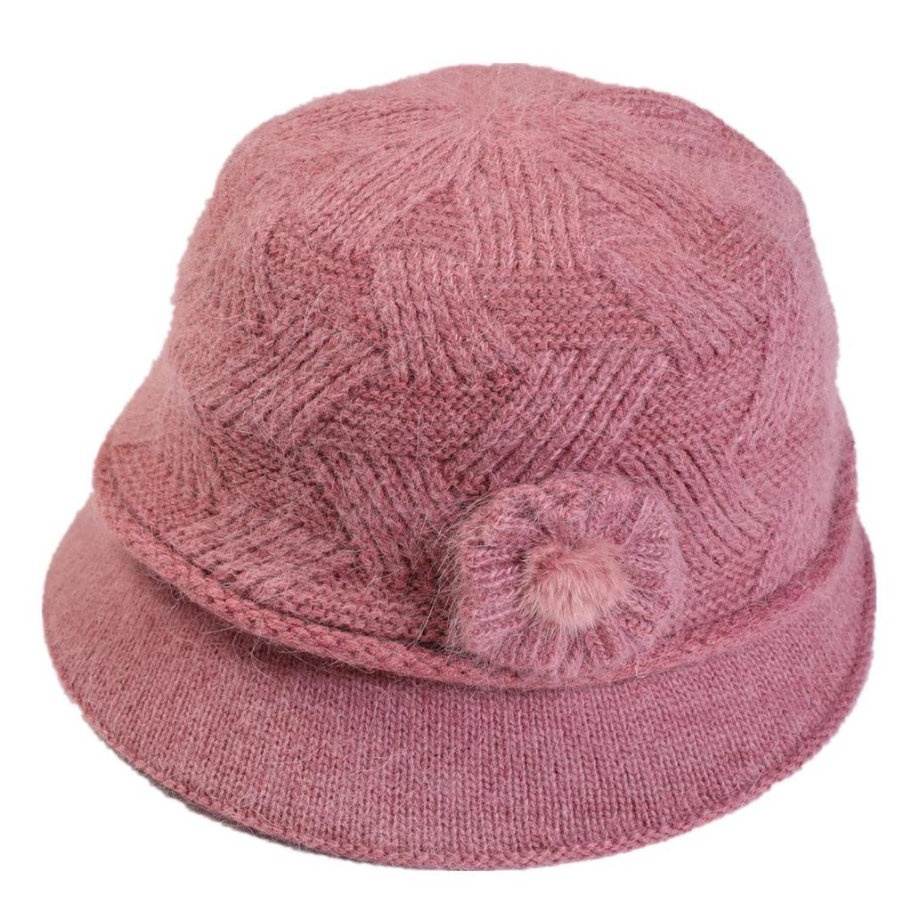 Chapeau en laine pour femmes, automne et hiver, fleur, mère, lapin, Pot, peluche, épaissi, maintien au chaud
