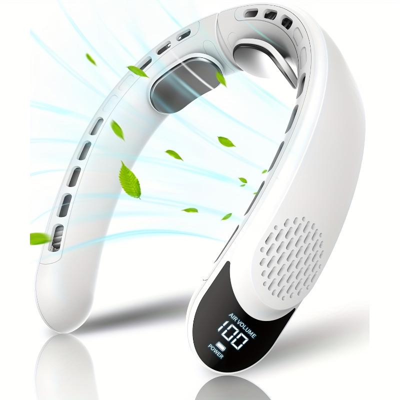 Bladeless Nackenventilator 4 Turbo Tragbarer Nackenventilator 4000 mAh Akku USB Wiederaufladbar Persönlicher Ventilator 3 Geschwindigkeiten 360° Kühlender Luftstrom LED Tragbarer Ventilator