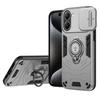 Hybrid Armor Shockproof Case For Xiaomi Poco X7 Pro Sliding Window Metal Ring Holder TPU Frame Hard Plastic Phone Cover Fundas