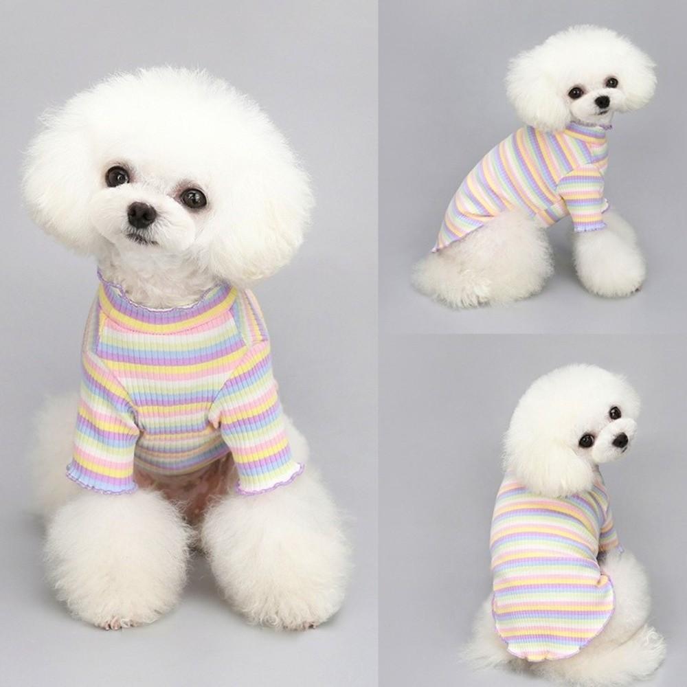 Striped Design Pet Long Sleeve Shirt Rainbow Two Legged Puppy Vest Autumn Winter Season