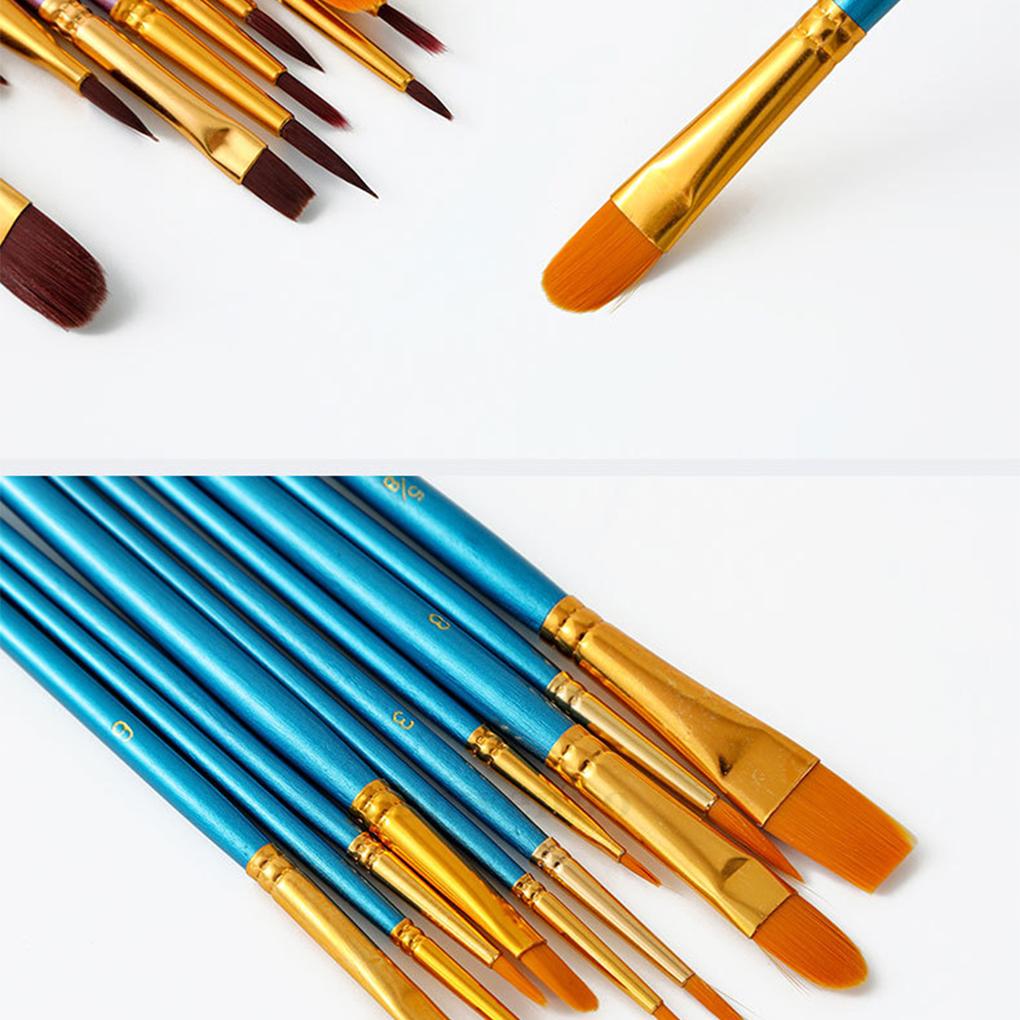 10X Paint Brushes Art Tool Set Aluminum Fine Workmanship Train Practice Practical Watercolor Artist Paintbrush