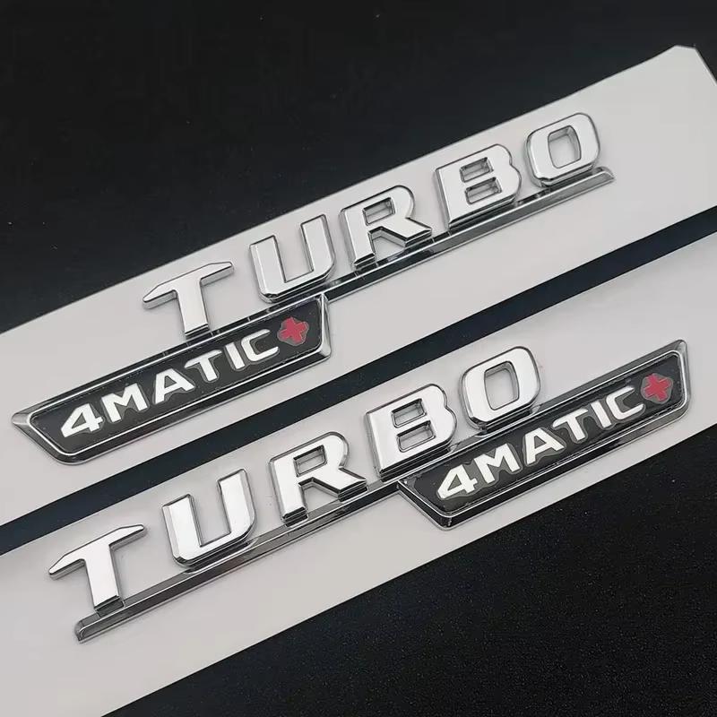 1Pc ABS TURBO 4MATIC Car Trunk Letters Emblem Badge Logo Stickers Accessories For A 35 45 AMG W177 W176 A35 A45 A45S