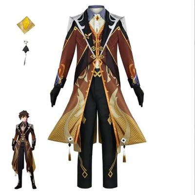 Genshin Zhongli Cosplay Costume Wig Hair Genshin Impact Liyue Morax Zhong Li Cosplay Outfits Costumes