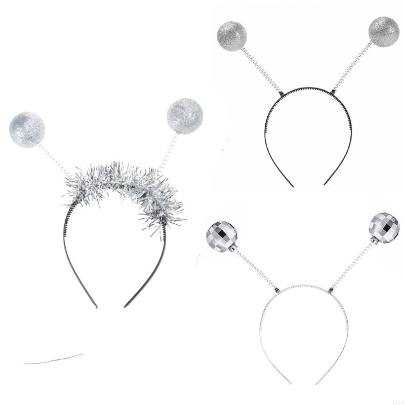 HX6F Glittering Powder Alien Headband Disco Party Hairhoop Costume Hairhoop Nightclub Funk Party Headwear Hair Decors