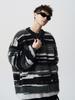 European Plus Size Mink Velvet Striped Knit Men's Sweater - Soft, Fluffy, Trendy for Autumn/Winter