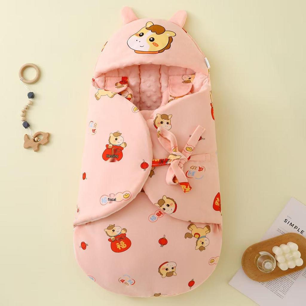 Newborn Anti-Kick Swaddle Sleeping Bag - Pure Cotton Winter/Autumn Thickened Baby Receiving Blanket