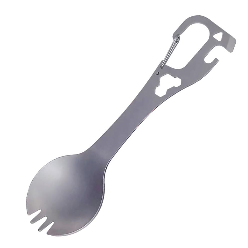 

Fork Spoon Tableware Outdoor Survival Tools Camping Multi-functional EDC Kit Practical Fork Spoon Bottle/Can Opener срібний