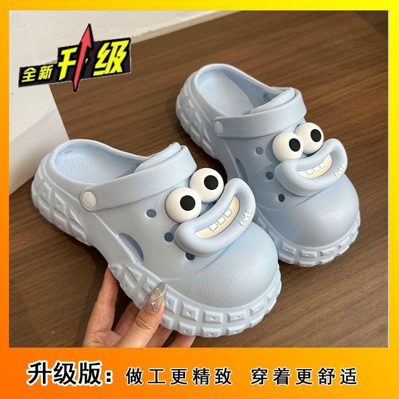 Casual and comfortable, one-foot cool slippers, thick-soled heightening sausage mouth hole shoes, women's outer wear, new in summer and autumn 2025