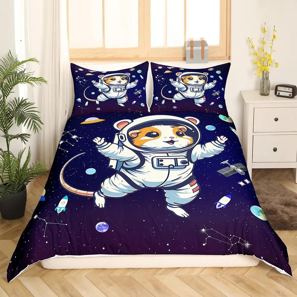 Astronaut Comforter Cover Universe Galaxy Bedding Set Outer Spaces Theme Duvet Cover Boys Kids Starry Sky RCover