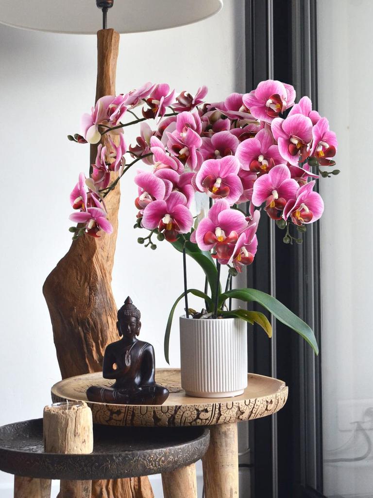 6 sztuk orchidea Phalaenopsis sztuczny kwiat 61cm sztuczna orchidea prawdziwy dotyk lateksowe sztuczne storczyki sztuczna orchidea fałszywa orchidea dla Home Office dekoracje ślubne