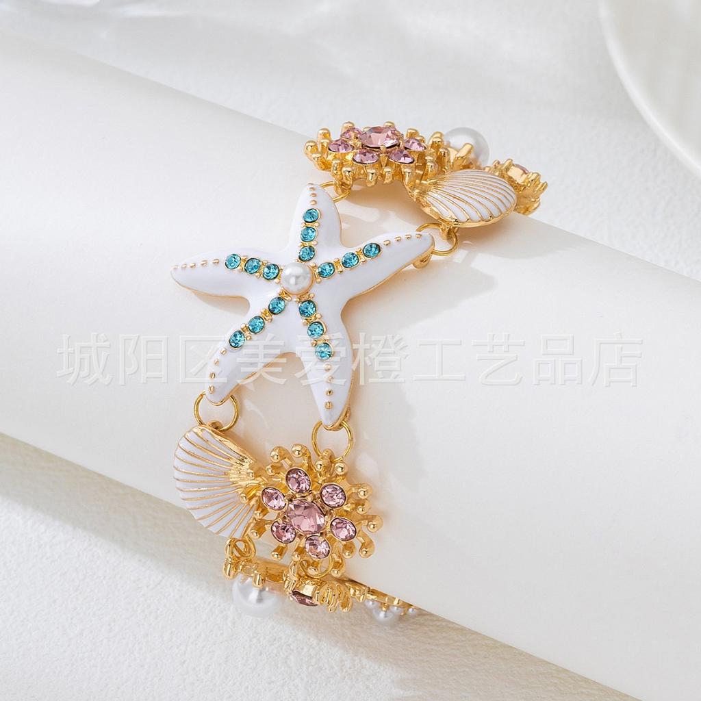 Beach Vacation Style, Ocean Starfish, Shell Bracelet, Female Bohemian Feng Shui Jewelry, Spring And Summer Tide