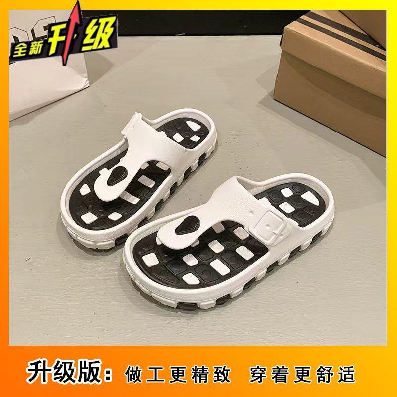 Seaside flip-flops women's 2025 summer new outer wear flat-bottomed cute home slippers pinched feet girl heart cool slippers