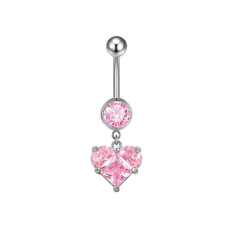 Heart-Shaped Water Drop Navel Ring - Trendy European & American Style