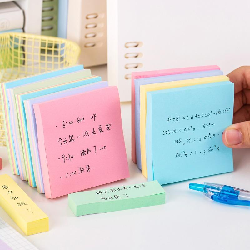 Colorful Sticky Notes, High-adhesion Office Tear-off Stickers, Cute Student Message and Note-taking Notebook