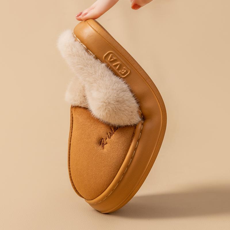 New Winter Warm Couple Style Concise Fluffy Slippers Women Men Non-slip Soft Cosy Slides Indoor Mule Ladies' Home Cotton Shoes