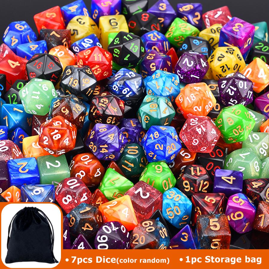 

7-28pcs Polyhedral Dice Set with Black Storage Bag Color Number Polyhedra Dice RPG D&D Role-playing Games Accessories