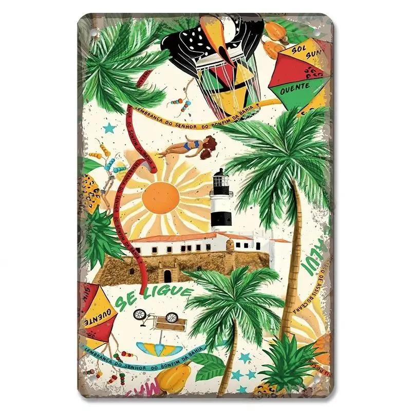Vintage Brazil Travel Poster Country Flag Metal Tin Signs Retro Carnival Party Metal Plate For Club Home Bar Cafe ART Wall Decor