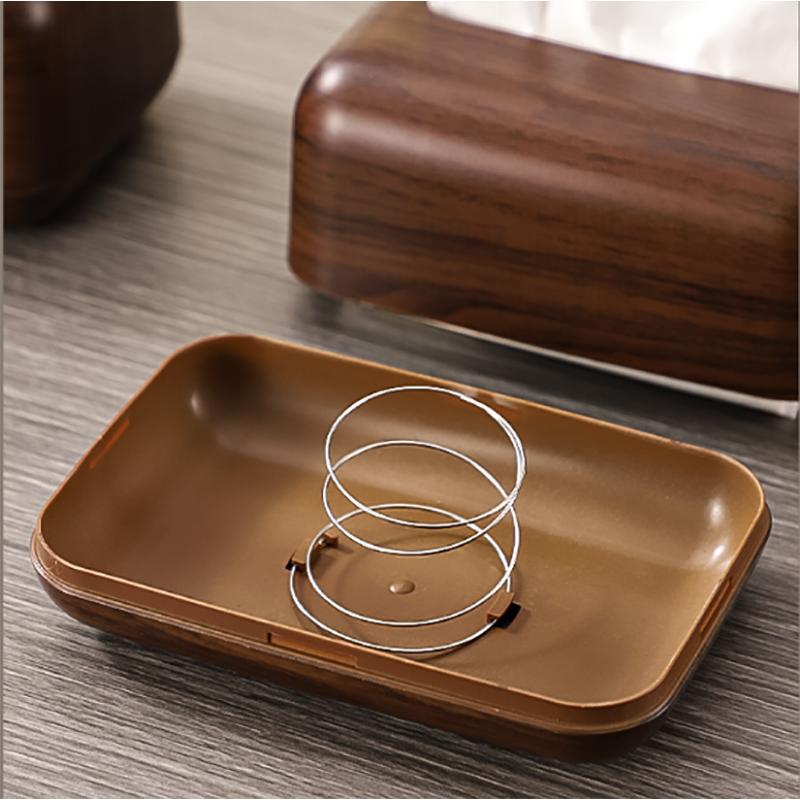 Creative Acrylic Tissue Box with Faux Wood Grain High-end Living Room Dining Room Tissue Cylinder Plastic Tissue Box Home Decor