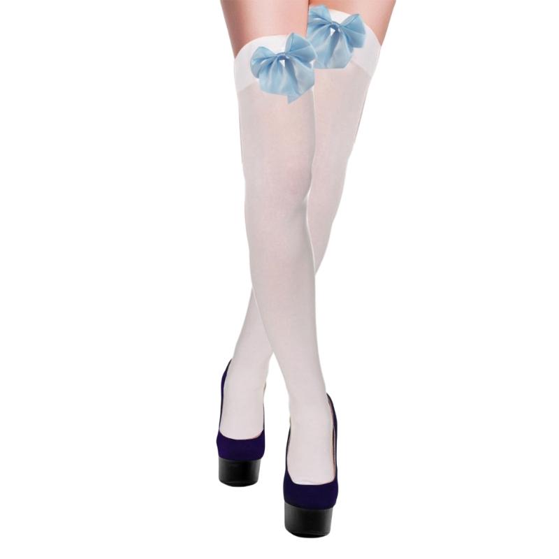 Stylish Thigh High Socks with Sweet Bowknot Accent 80D Velvets Opaque Over Knee Stockings for Women Casual and Party Use