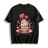 Love Coffee Print Top Sweet Casual Tee Always Better With You Pure Cotton T-shirt