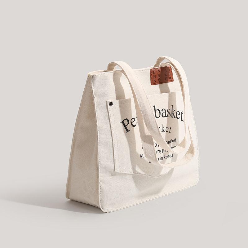 Japanese Tote Bag Women's 2025 New Large-capacity Letter-printed Canvas Bag Fashionable Versatile Texture Shoulder Bag