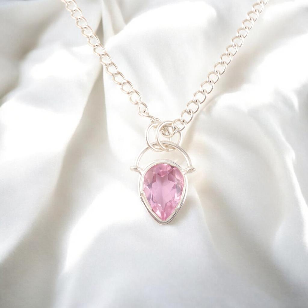 Morganite Gemstone 925 Sterling Silver Handmade Jewelry  Women Necklace Pendant PP-56-11