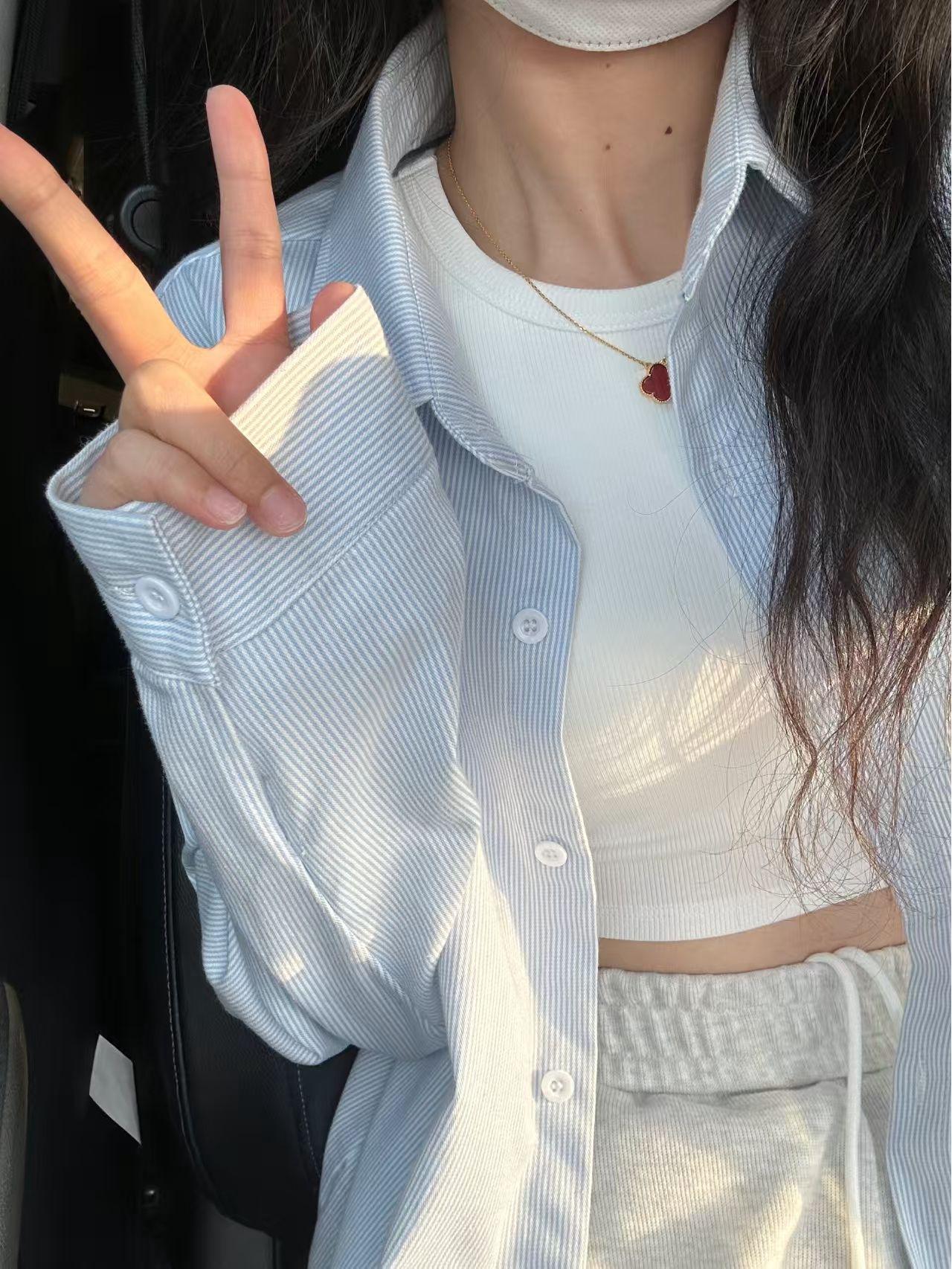 

Женский кардиган в стиле ретро с полосатым воротником поло - Свободный, Повседневный, Защищающий от солнца весенне-летний топ XXL синий