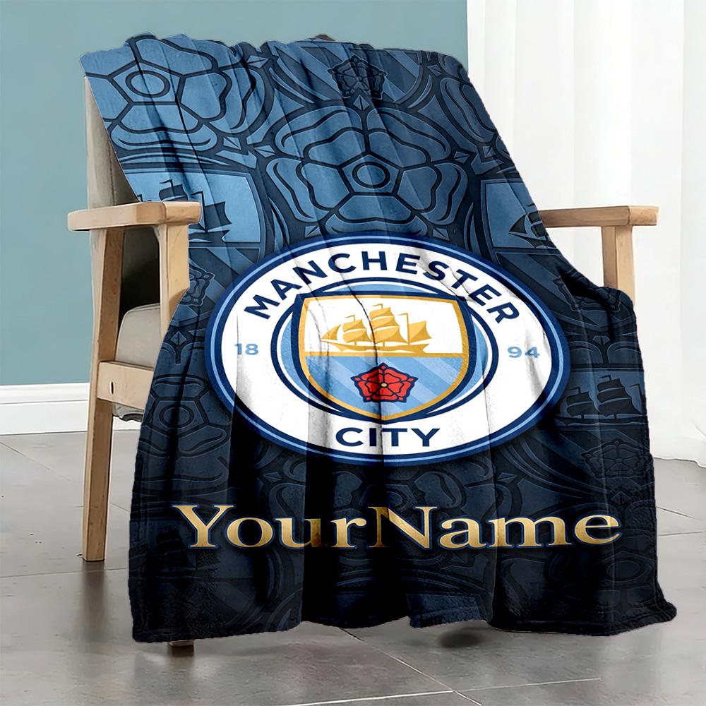 Manchester City Personalized Name Blanket Multi-purpose Personalized Blanket Durable Comfort Suitable for Picnics Sofa Living Room Nap