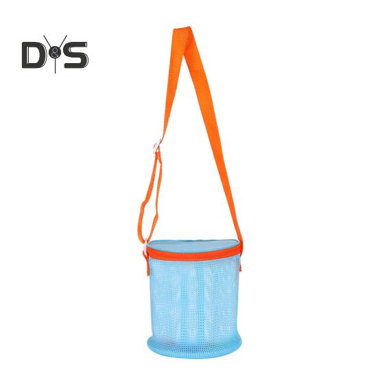 Netz-Strandtasche mit Schultergurt, großes Fassungsvermögen, Reißverschluss, Mehrzweck-Muschelhalter, Aufbewahrungseimer für Reisesandspielzeug