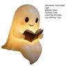 Cute Ghost Reading Lamp LED Sitting Ghost Reading A Book Night Light for Halloween Bathroom Bedside Decor