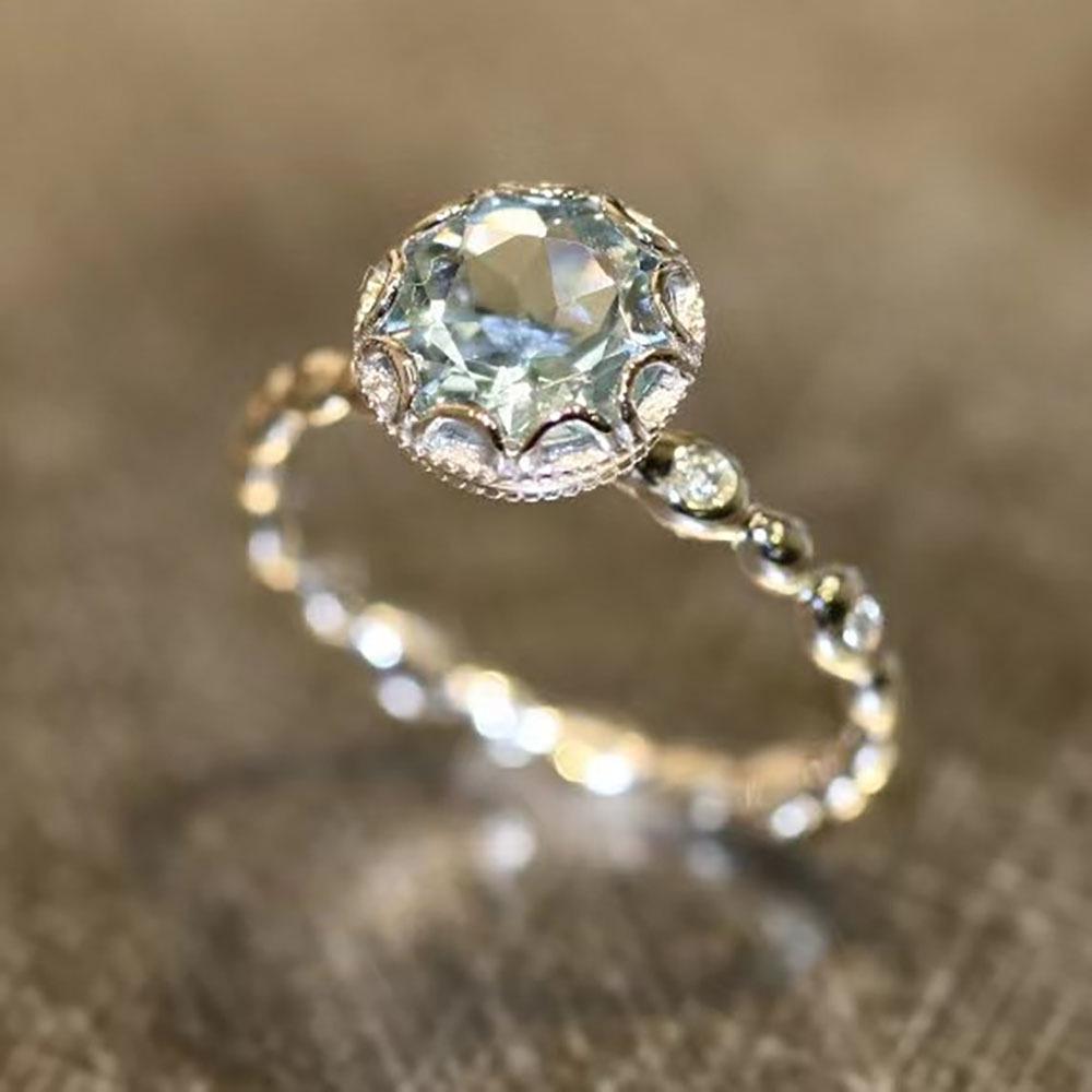 European & American Ladies' Copper Ring with Manually Inlaid Cubic Zirconia & Creative Topaz Design