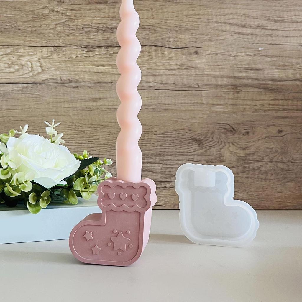 Christmas Stocking Silicone Candlestick Molds for Making Candle Holder Christmas Decoration Epoxy Resin Silicone Molds