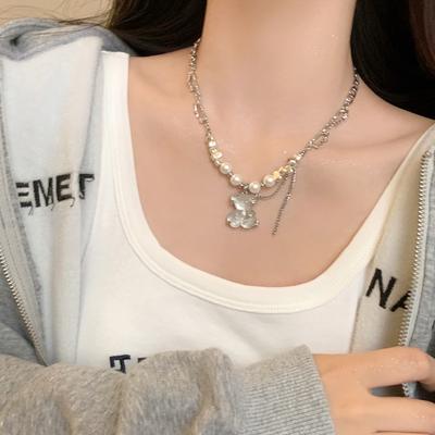 Collier Ours Gélifié Transparent Premium Mangue Étoile Design de Niche Féminin Pendentif Doux et Épicé Chaîne Pull Marée